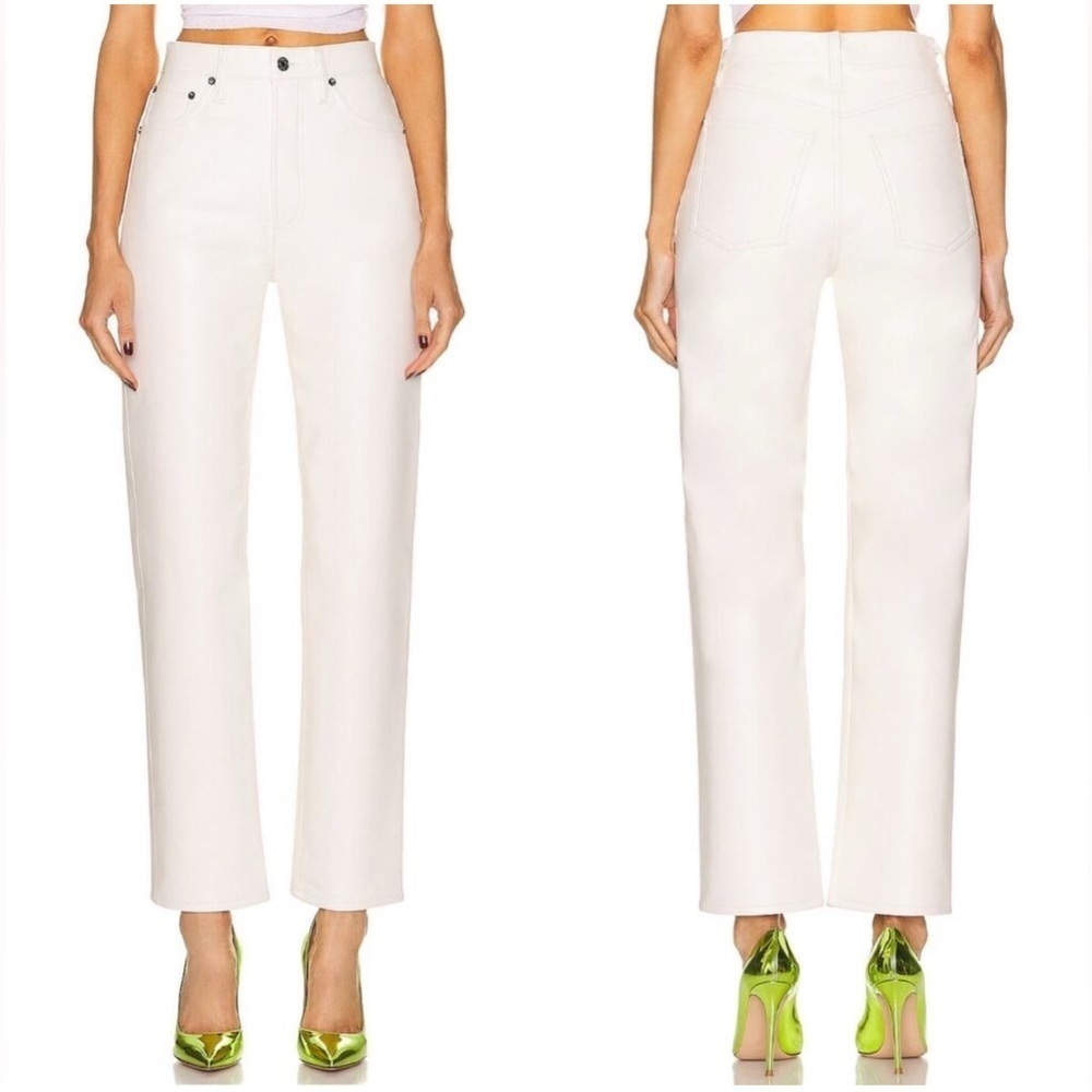 Agolde 90s Pinch Waist Recycled Leather Pants white size 29